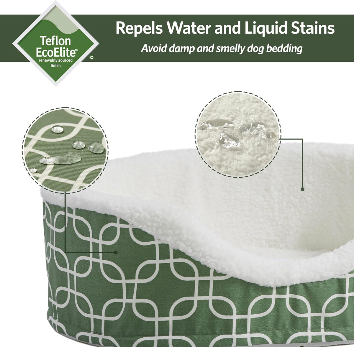 Orthoperdic Egg-Crate Nesting Pet Bed W/Teflon Fabric Protector, Medium Green