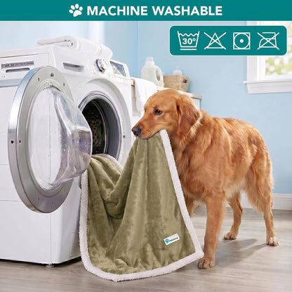 Reversible Sherpa Fleece Pet Blanket – XL (80" x 60", Taupe)