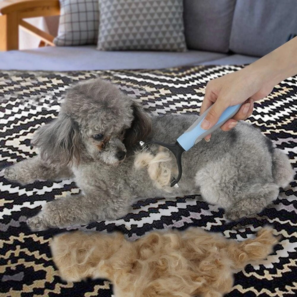 2Side Dog Brush for Shedding Dematting Pet Grooming Cat Hair Undercoat Rake Comb
