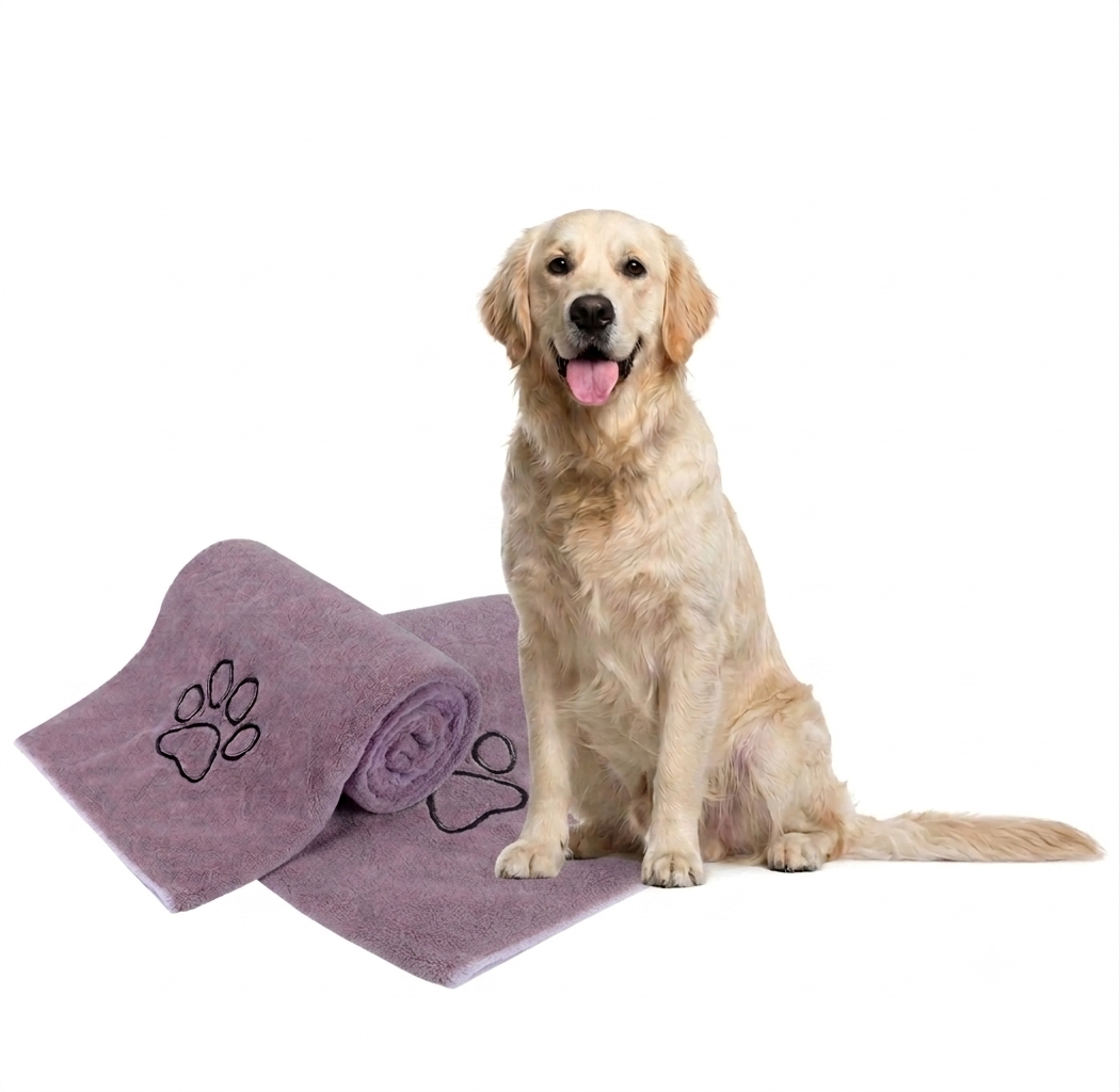 Quick-Dry Microfiber Pet Bath Towel – Purple (30" x 50")