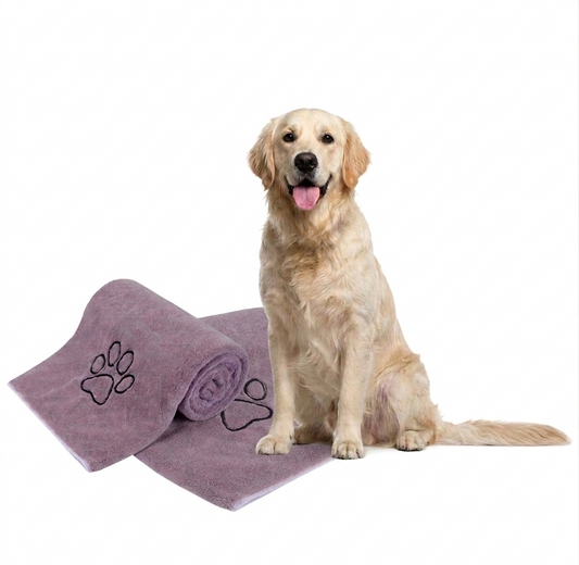 Quick-Dry Microfiber Pet Bath Towel – Purple (30" x 50")