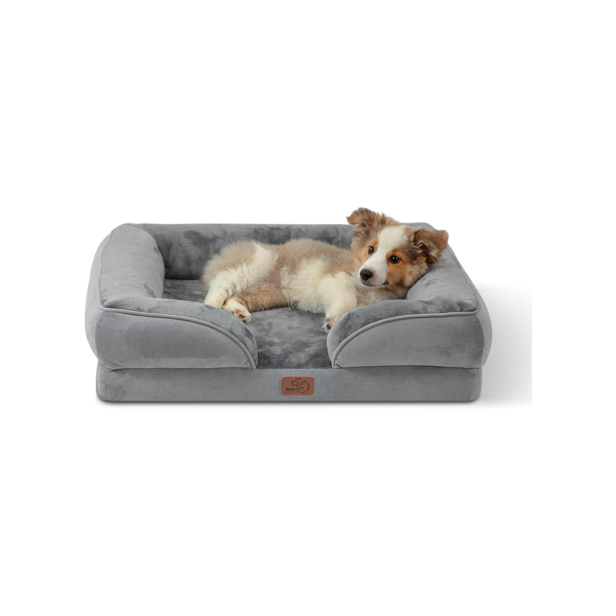 Bedsure Orthopedic Dog Bed Medium with Removable Washable Cover, 28" Grey | Classic Dog Couch Sofa Waterproof, Cozy Bolster Sides, Nonslip Bottom, Comfy Pet Bed for Puppies, Cats, Senior Dogs, Dog Gift