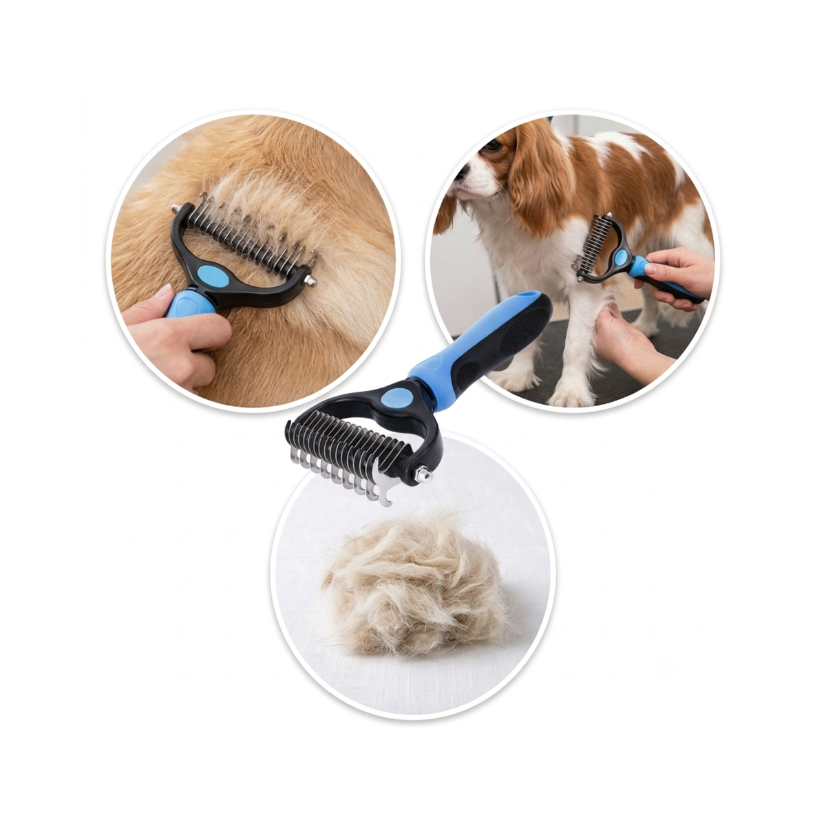 2-in-1 Pet Grooming Undercoat Rake & Dematting Comb