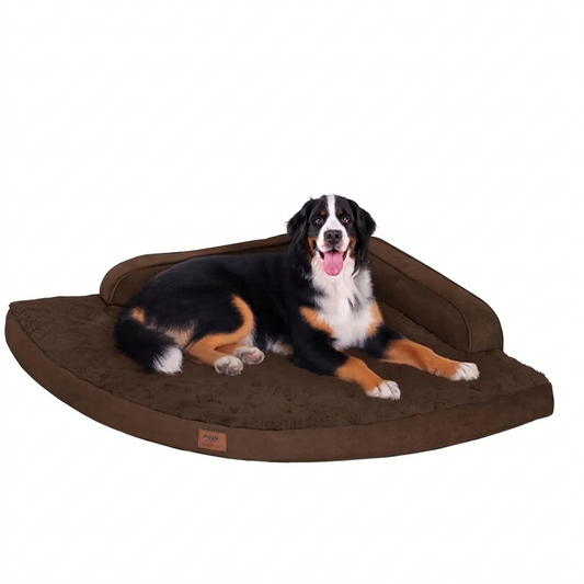 Large Dog Bed - Orthopedic Egg-Crate Memory Foam Dog Beds with Removable Washable Cover, Waterproof Pet Beds with Non-Slip Bottom, (Brown)