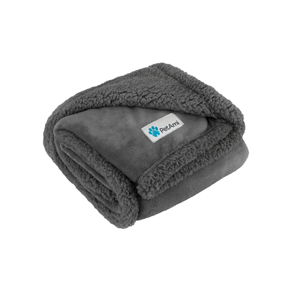 Reversible Sherpa Fleece Pet Blanket – Small (40" x 29", Gray)
