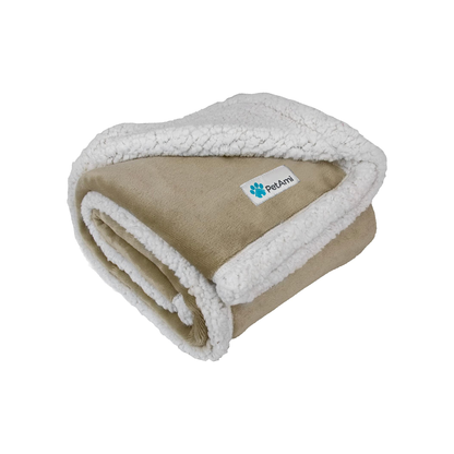 Reversible Sherpa Fleece Pet Blanket – XL (80" x 60", Taupe)