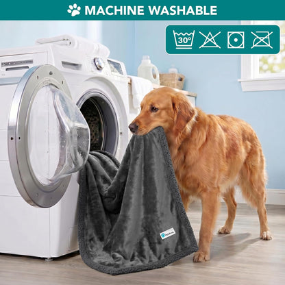 Reversible Sherpa Fleece Pet Blanket – Small (40" x 29", Gray)