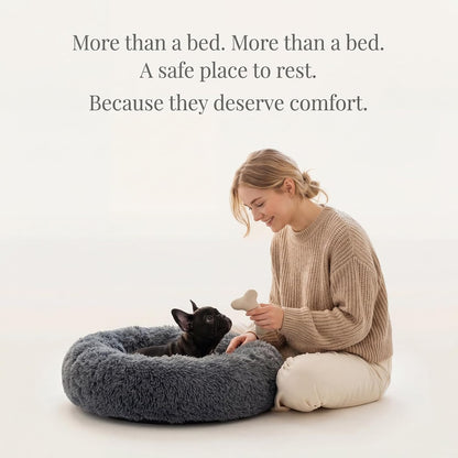 Plush Calming Donut Dog Bed for Small Dogs