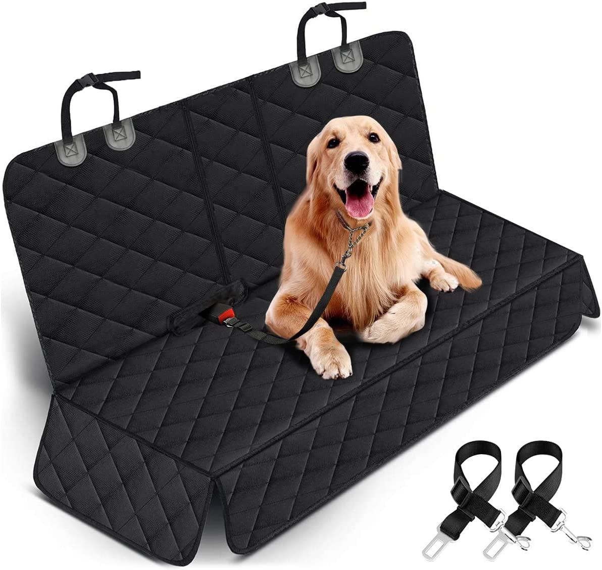 Waterproof Dog Car Seat Cover – Middle Armrest Compatible (53" Black)