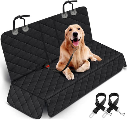 Waterproof Dog Car Seat Cover – Middle Armrest Compatible (53" Black)