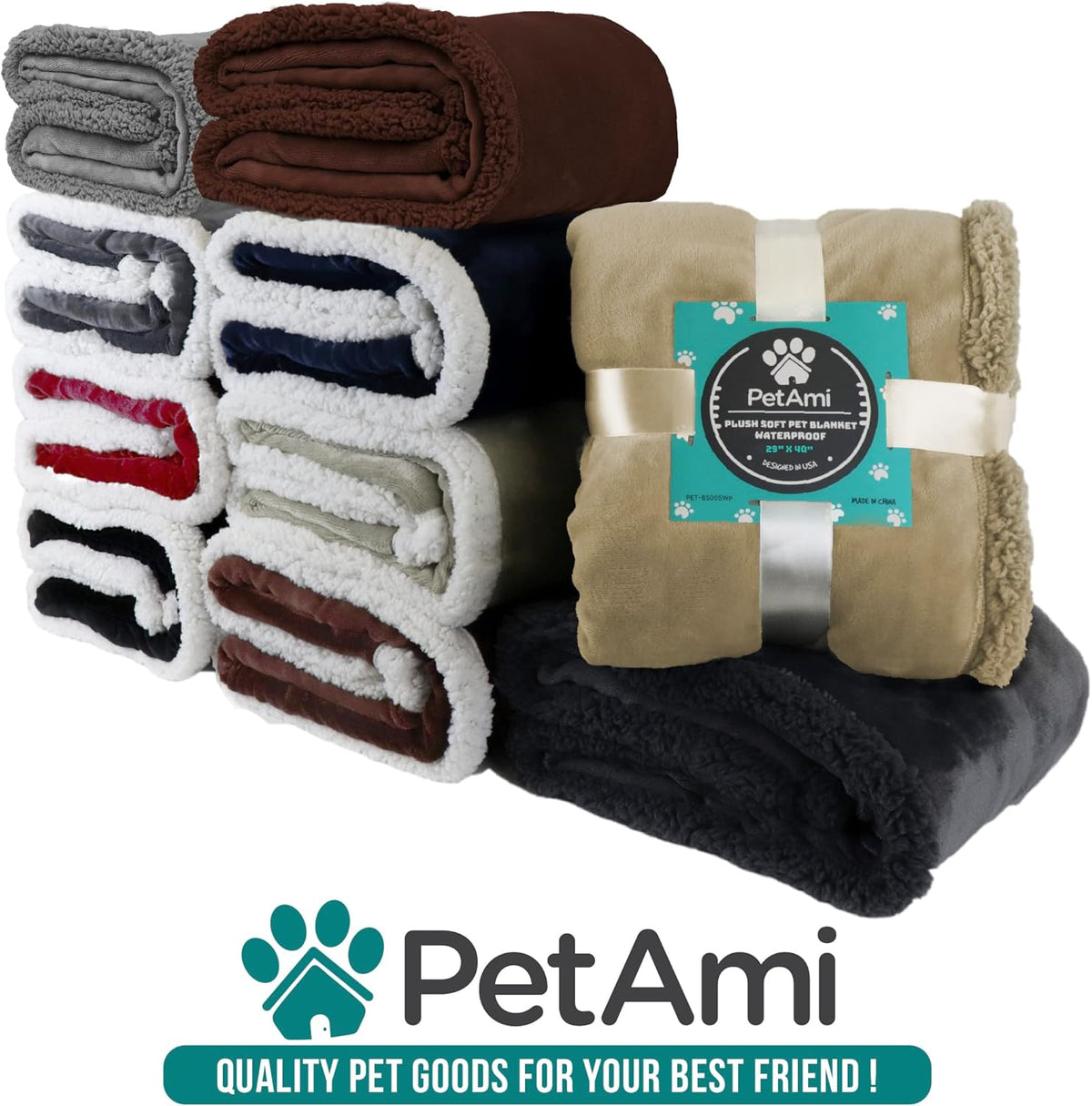 Reversible Sherpa Fleece Pet Blanket – Small (40" x 29", Gray)