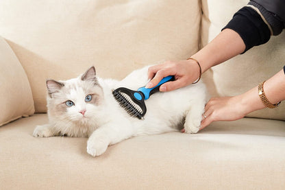 2Side Dog Brush for Shedding Dematting Pet Grooming Cat Hair Undercoat Rake Comb