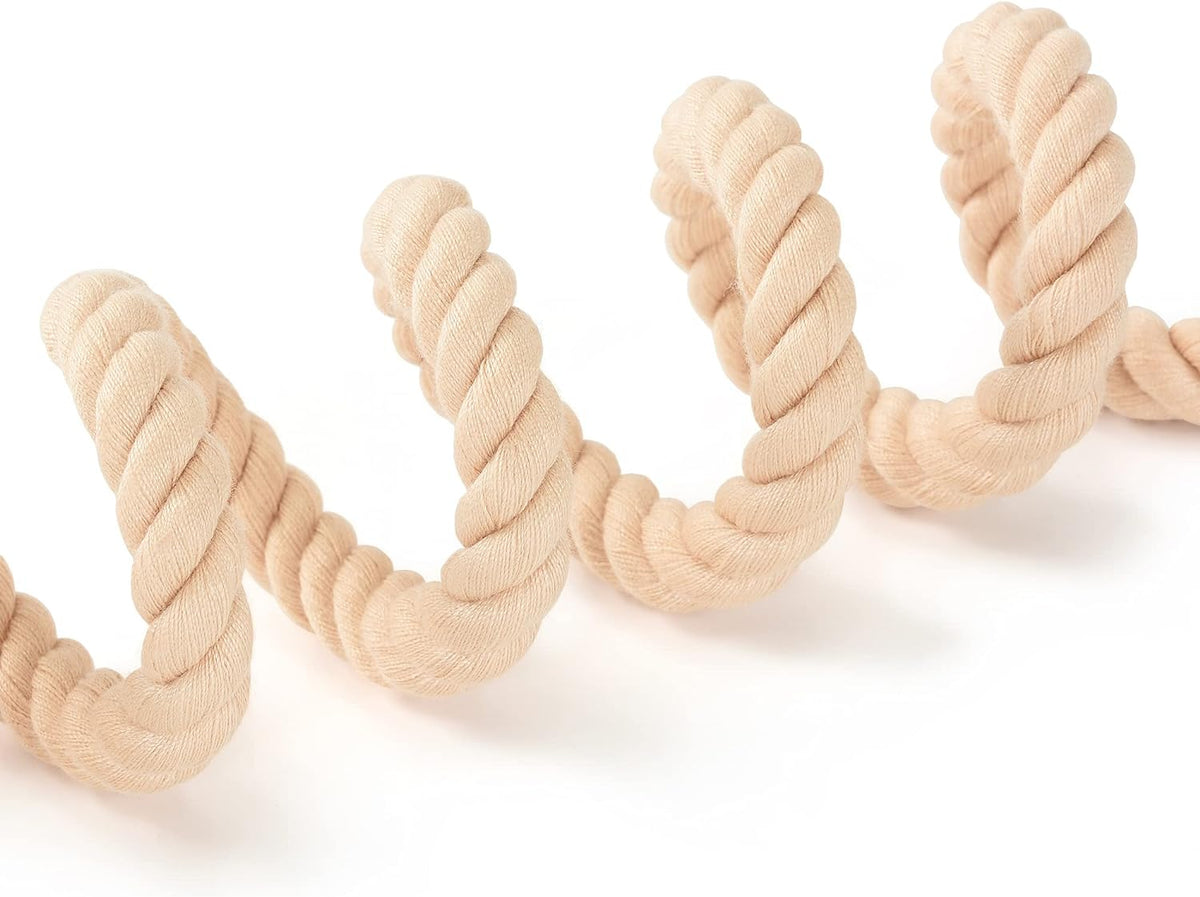 Dog Leash Braided Cotton Rope with Leather-Reinforced Ends | Rust-Proof 360° Swivel Clasp, Heavy-Duty for Medium/Large Dogs. Great for Weddings, Daily Walks (6 FT, 1/2", Light Brown)