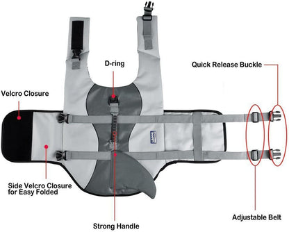 Adjustable Quick-Dry Dog Life Jacket with Safety Handle