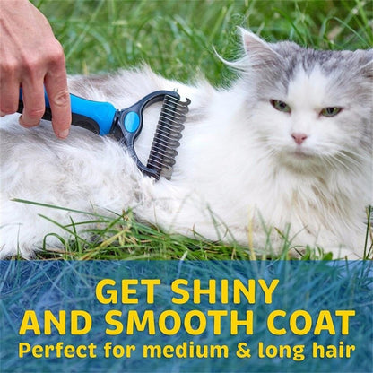 2Side Dog Brush for Shedding Dematting Pet Grooming Cat Hair Undercoat Rake Comb