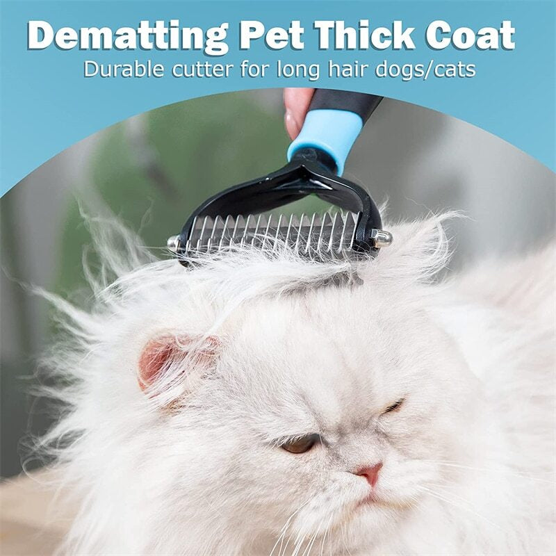 2Side Dog Brush for Shedding Dematting Pet Grooming Cat Hair Undercoat Rake Comb