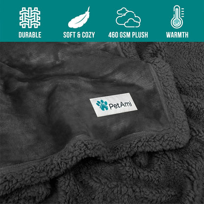 Reversible Sherpa Fleece Pet Blanket – Small (40" x 29", Gray)