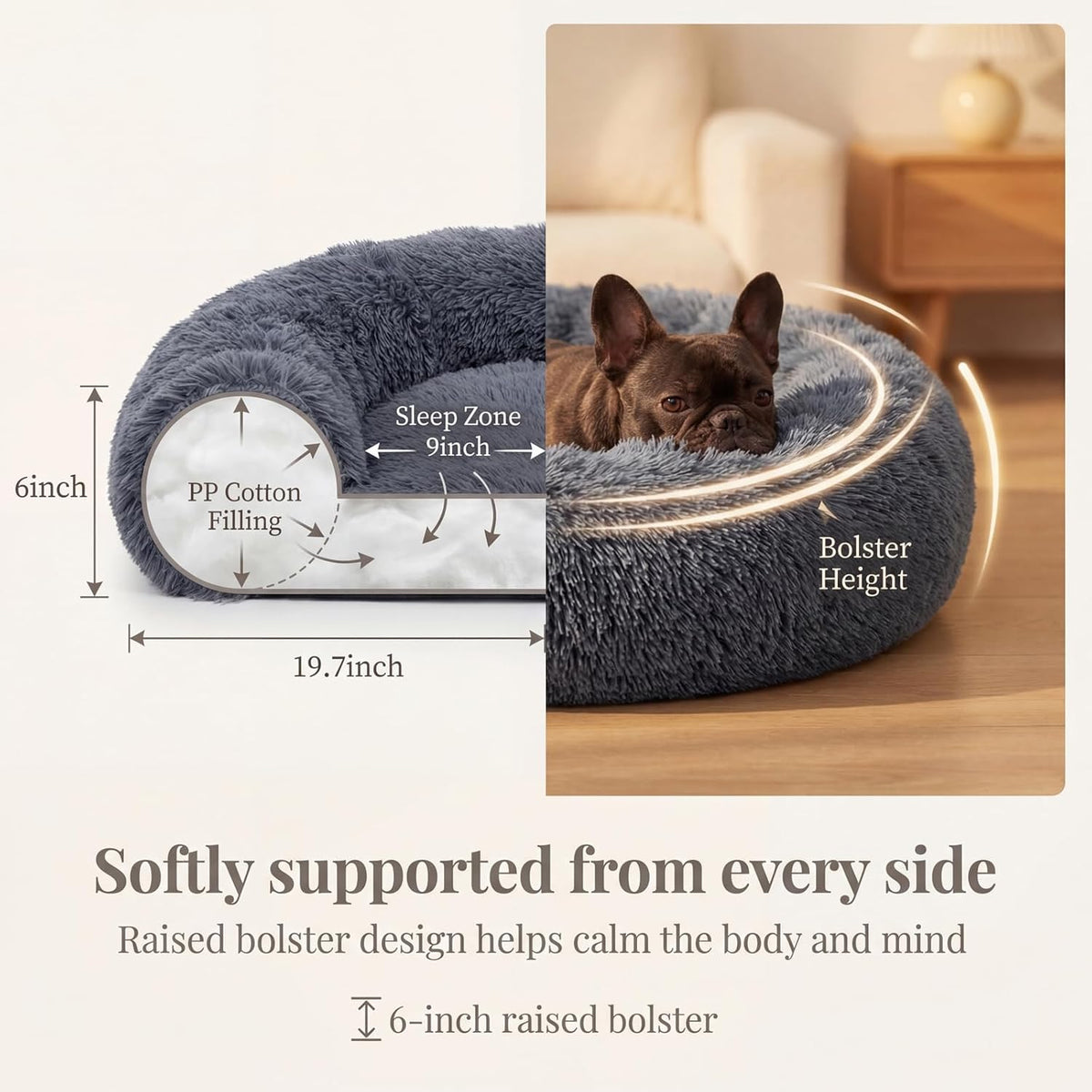 Plush Calming Donut Dog Bed for Small Dogs