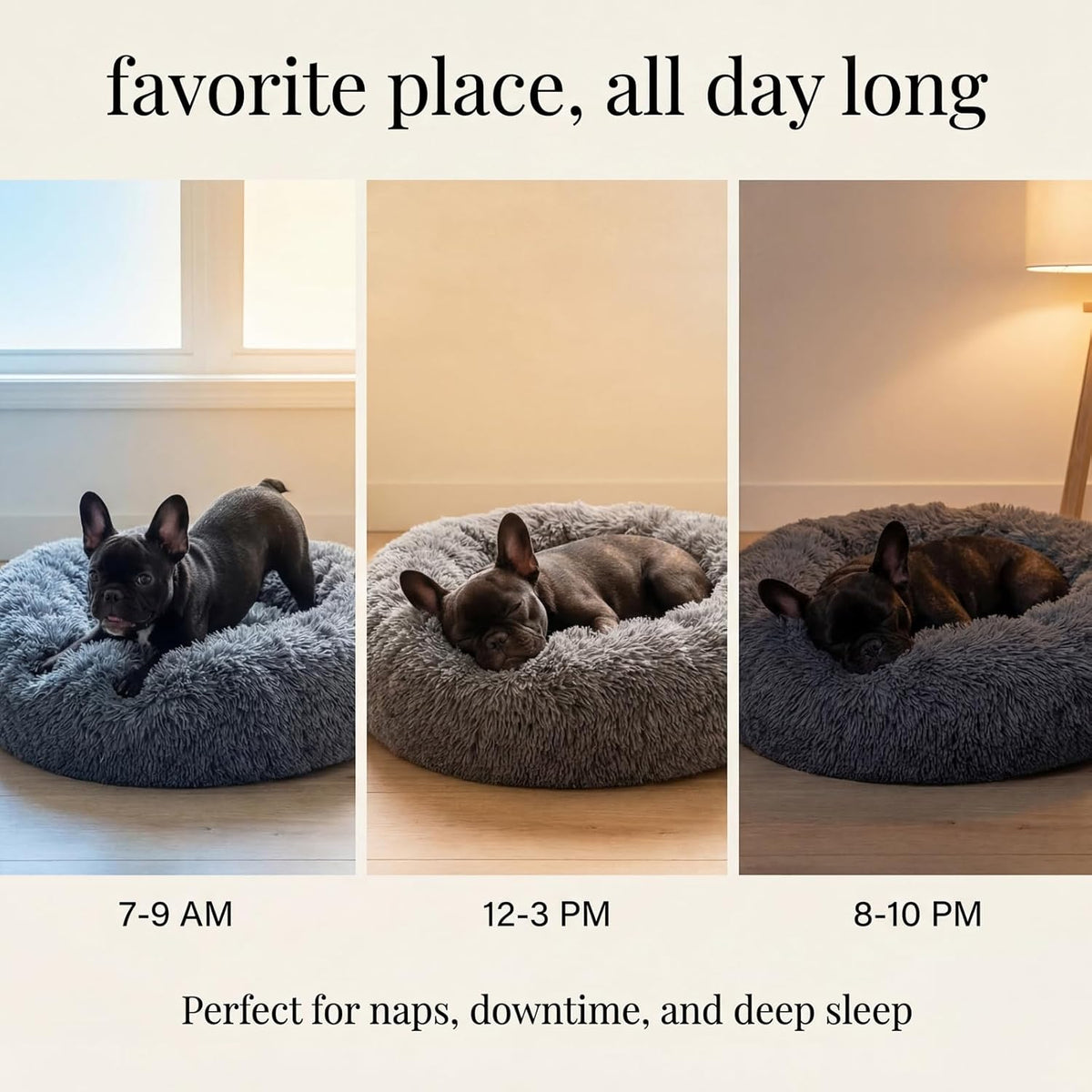 Plush Calming Donut Dog Bed for Small Dogs
