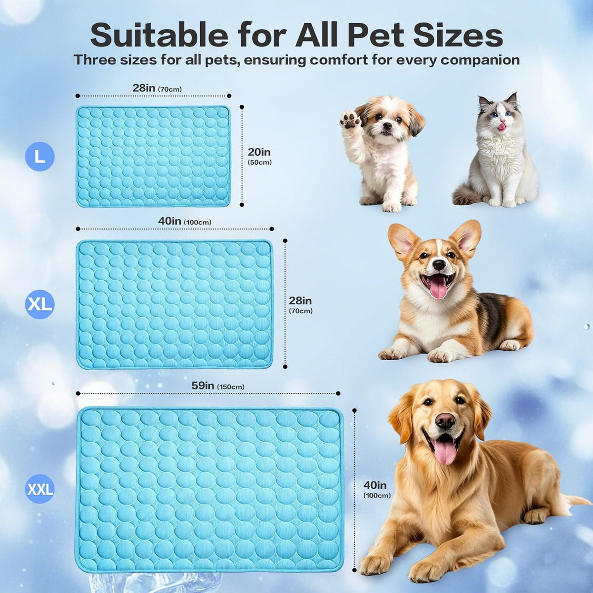 Arc-Chill Pet Cooling Mat for Dogs Cats, Washable Non-Slip Pad | Dog Cooling Mat with Q-Max>0.4 Chill Fiber Cools Pets Fast, Non-Toxic & Portable, Fits All Size Pets for Indoor Outdoor Use
