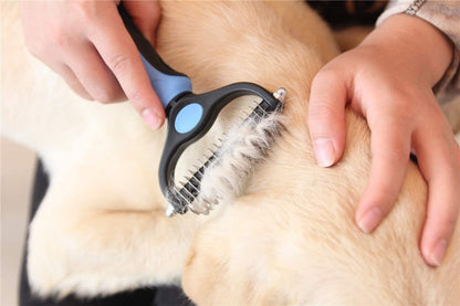 2Side Dog Brush for Shedding Dematting Pet Grooming Cat Hair Undercoat Rake Comb