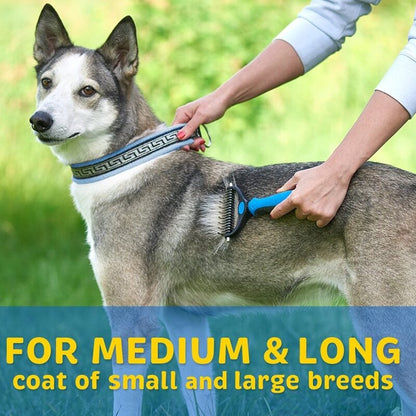 2Side Dog Brush for Shedding Dematting Pet Grooming Cat Hair Undercoat Rake Comb