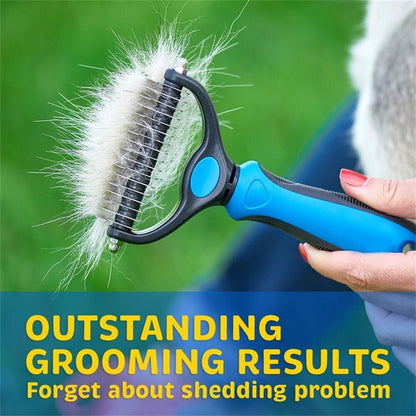 2Side Dog Brush for Shedding Dematting Pet Grooming Cat Hair Undercoat Rake Comb